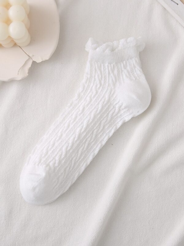 Dame Ankel Strømper, med Flæse Kant Afslappede Ankelstrømper, Hvid