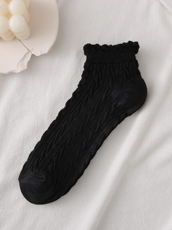 Dame Ankel Strømper, med Flæse Kant Afslappede Ankelstrømper, Sort