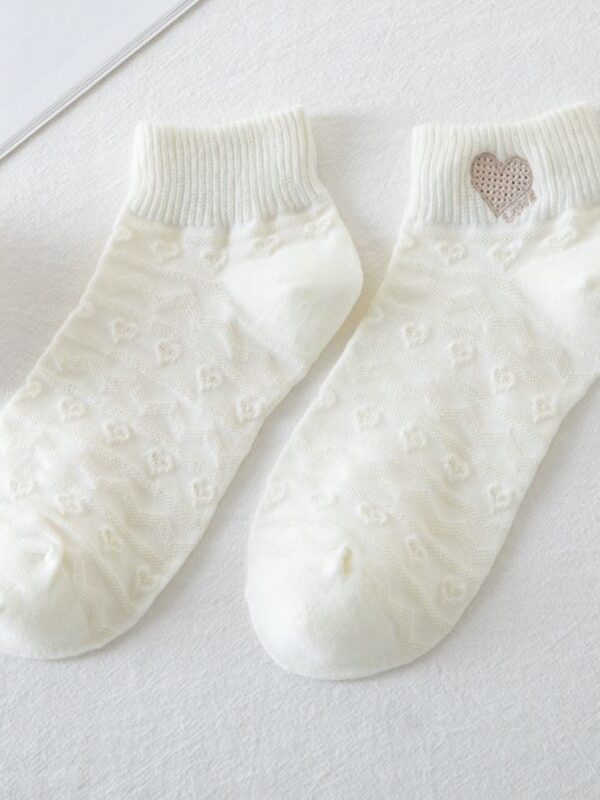Dame ankelstrømper med Hjerte, Hvid