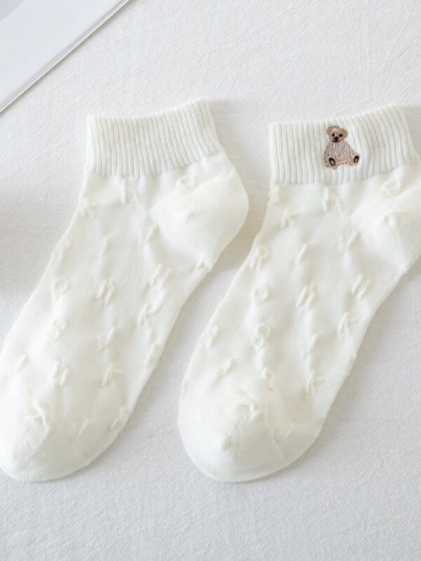 Dame ankelstrømper med Bamse, Hvid