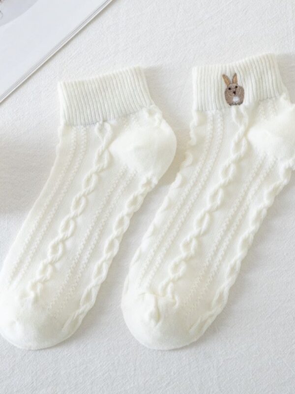 Dame ankelstrømper med kanin, Hvid