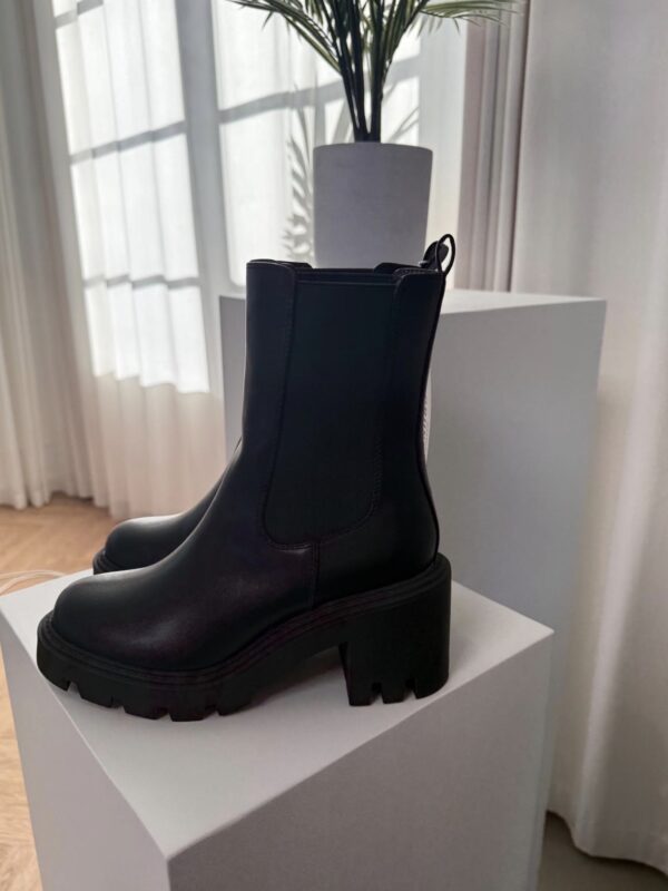 Dame Støvle London med halvhøj rør, Sort