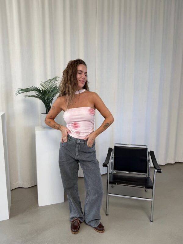 Sofia Buks med bred pasform og sløjfebånd foran, Grå