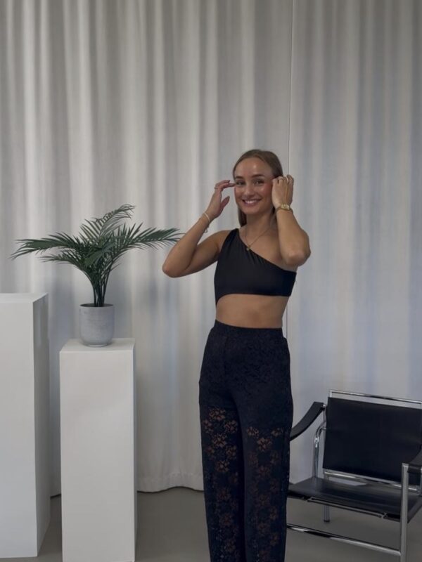 Olivia Lace Blondebukser med smukt mønster, Sort